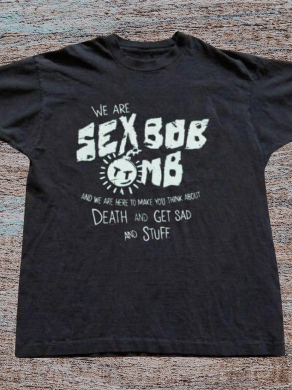 Gildan Black Graphic Tee with White 'Sex Bob-Omb' Print